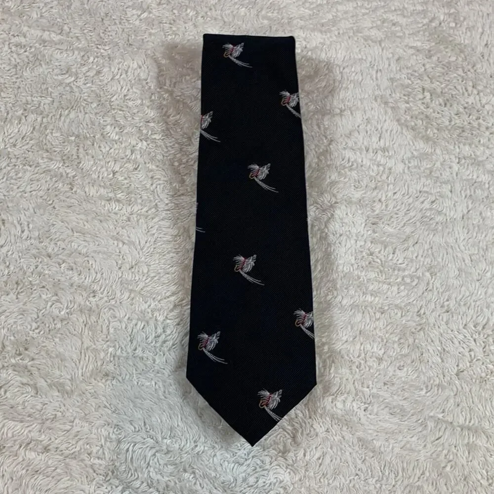 Vintage lot of‎ 2 Harleys Shorewood fly fishing necktie geometric red black tie